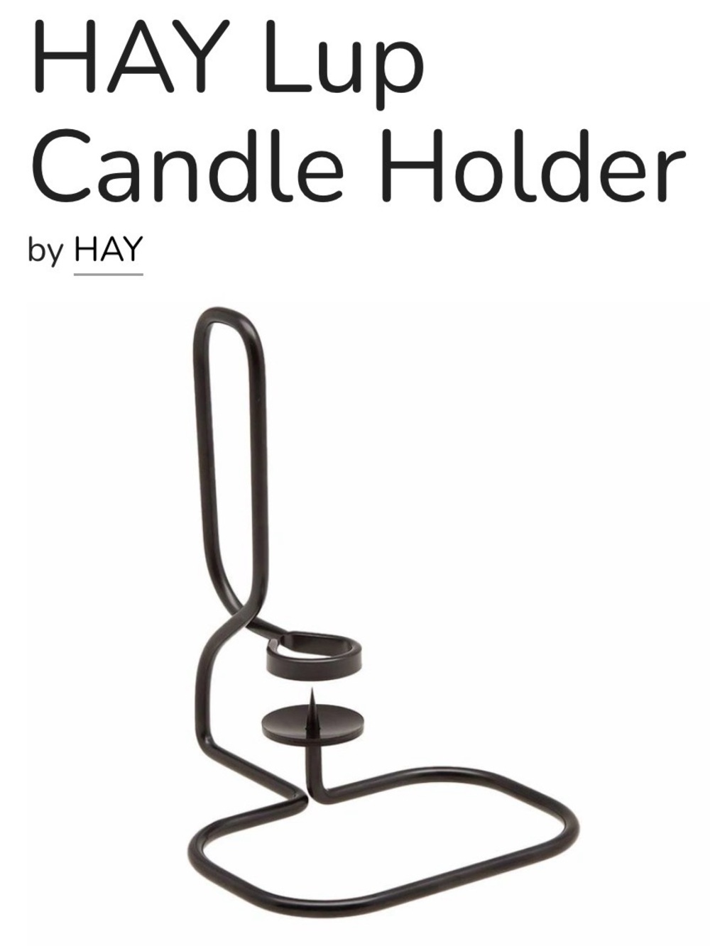 HAY Lup Candle Holder - Black